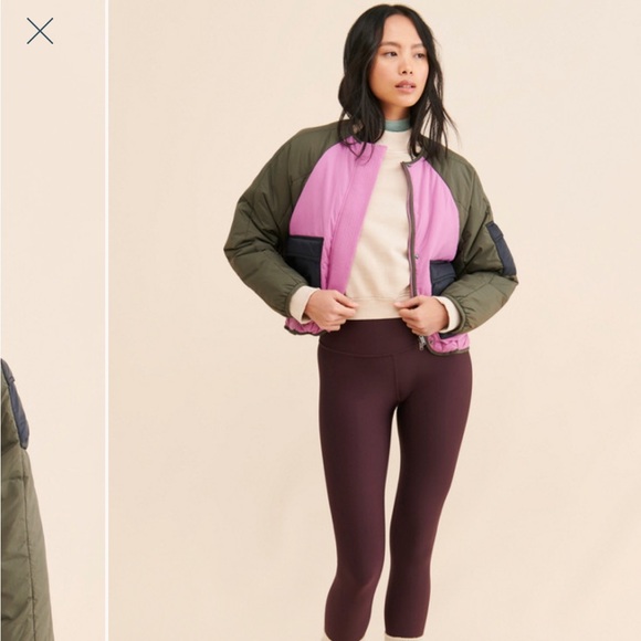 Colorblock Women's Jacket - Pink and Olive - Picture 3 of 4